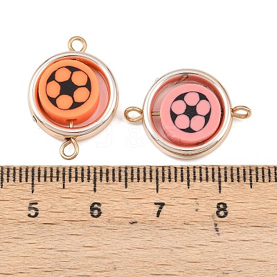 CCB Plastic Frame with Polymer Clay Football Beads Flat Round Links Connector Charms KK-D103-10F-RG-1