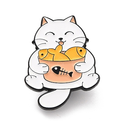 Cat with Fish Enamel Pin LS-JEWB-I015-37EB-1