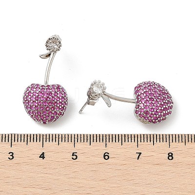 Cherry Brass Micro Pave Cubic Zirconia Stud Earrings EJEW-M077-12P-02-1