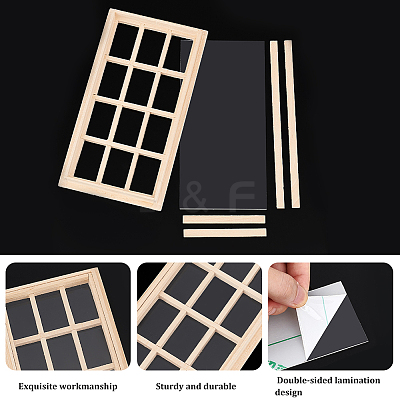 DIY Rectangle Wooden Mini Windows DIY-WH0002-26-1