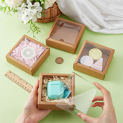 Square Paper Biscuit Boxes with Clear PVC Window LS-CON-WH0098-16A-03-1
