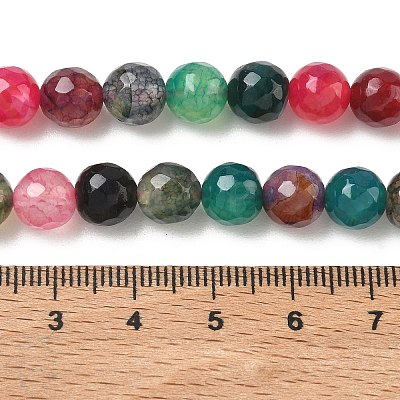 Dyed Natural Agate Faceted Round Beads Strands G-E320E-8mm-16-1