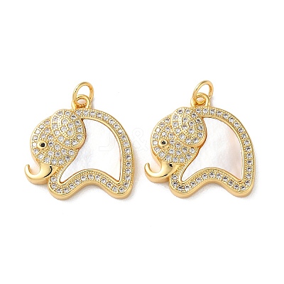 Brass Micro Pave Cubic Zirconia Pendants KK-B083-39B-G-1
