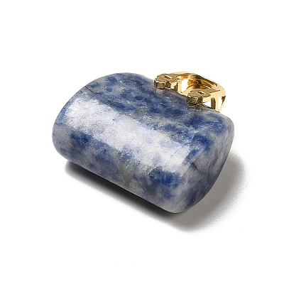 Natural Blue Spot Jasper Brass Pendants KK-E274-01G-19-1