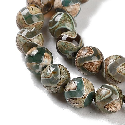 Natural Tibetan Wave Pattern dZi Agate Beads Strands G-B084-A01-01-1