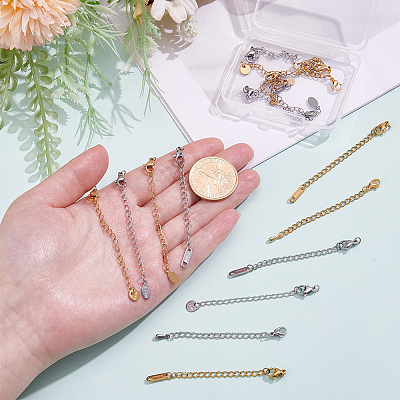 16Pcs 8 Styles 304 Stainless Steel Chain Extender STAS-ME0003-36-1