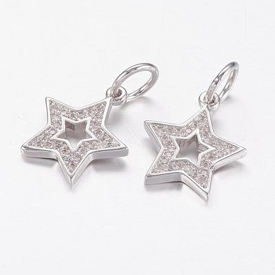 Brass Micro Pave Cubic Zirconia Pendants ZIRC-P064-11P-1