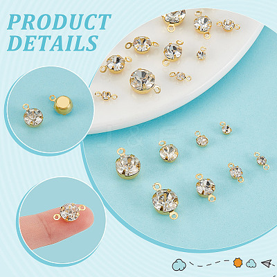 DIY Flat Round Brass Rhinestone Connector Charms & Pendant Jewelry Making Findings Kits DIY-GA0001-69G-1