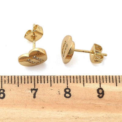 Rack Plating Brass Micro Pave Clear Cubic Zirconia Stud Earrings EJEW-K299-01G-U-1
