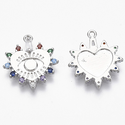 Brass Micro Pave Cubic Zirconia Pendants KK-R130-010P-NF-1