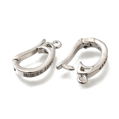 Brass Micro Pave Clear Cubic Zirconia Fold Over Clasps KK-M316-01P-1