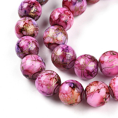 Baking Paint Glass Beads Strands DGLA-N003-10mm-B03-1