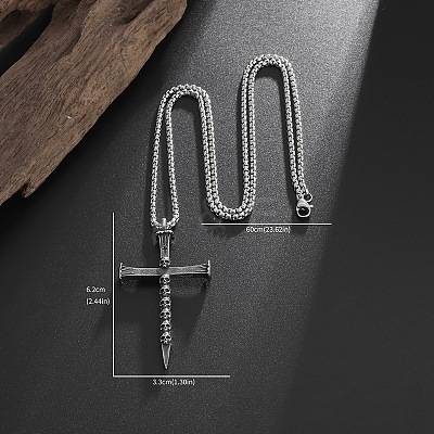 Halloween Alloy Skull Cross Pendant Necklaces for Men WG7ADC0-01-1