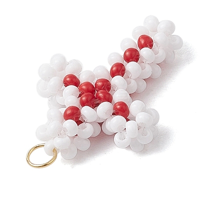 Beaded Cross Charms PALLOY-GD00002-1