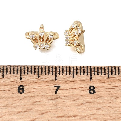 Brass Micro Pave Clear Cubic Zirconia 2-Loop Crown Spacer Bars KK-C258-16LG-1