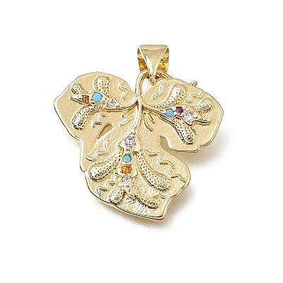 Brass Micro Pave Colorful Cubic Zirconia Pendants CU-E002-10G-1