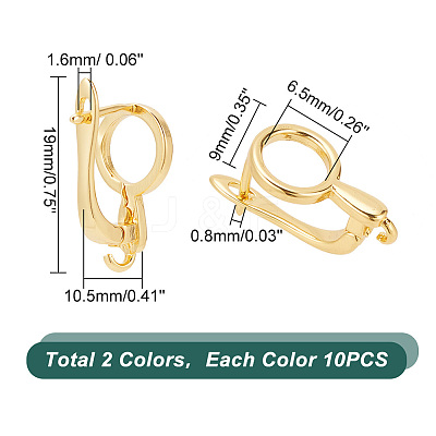 20Pcs 2 Colors Brass Huggie Hoop Earring Findings KK-AR0003-04-1