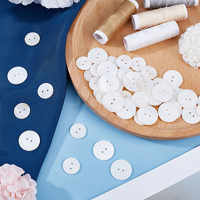 52Pcs 2 Style 2-Hole Freshwater Shell Buttons SHEL-GF0001-02-1