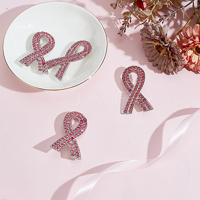 4Pcs Awareness Ribbon Rhinestone Pins JEWB-GO0001-22-1