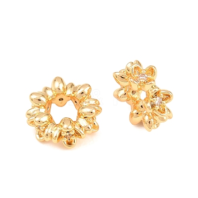 Brass Pave Clear Cubic Zirconia Spacer Beads KK-L274-05G-1