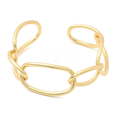 Brass Large Oval Link Chain Cuff Bangles for Women KK-CBACA61-04G-1