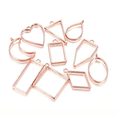 Alloy Open Back Bezel Pendants PALLOY-WH0069-04RG-1