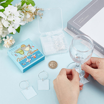 DIY Blank Wine Glass Charm Making Kit DIY-SC0023-79A-1