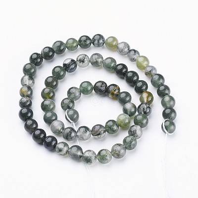 Natural Moss Agate Beads Strands X-GSR6mmC001-1