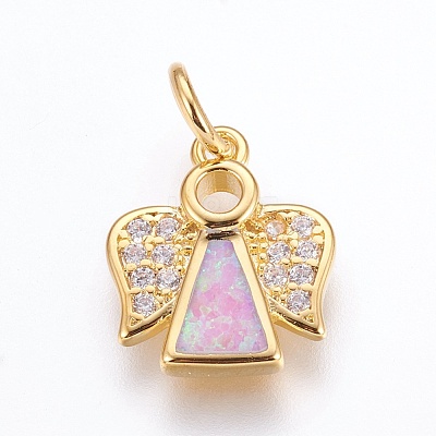Brass Cubic Zirconia Pendants ZIRC-G144-03G-1
