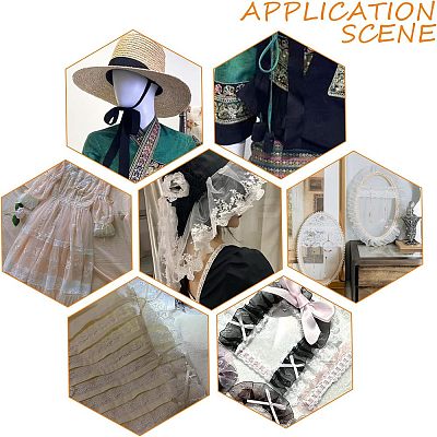 Mesh Fabric with Plastic Wheat Beads Ribbon OCOR-CA0001-15-1