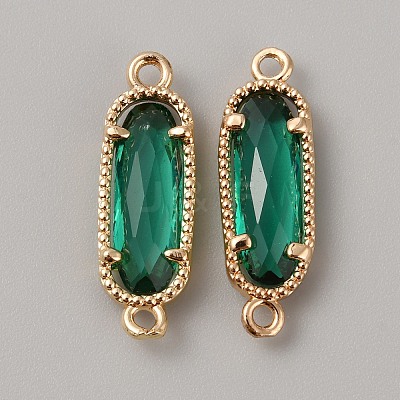 Golden Plated Brass Pave Glass Connector Charms LS-FIND-WH0110-728G-12-1