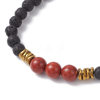 Natural & Synthetic Gemstone Round Beaded Stretch Bracelets for Men Women BJEW-JB12263-01-1