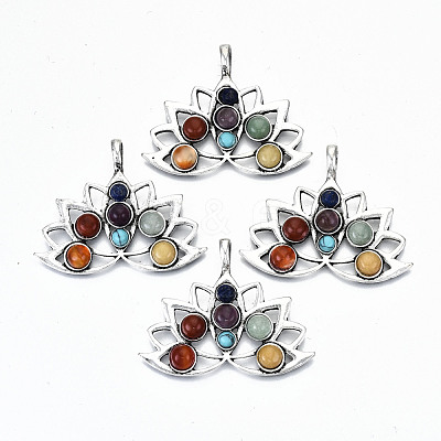 Natural Mixed Gemstone Pendants G-S359-204-1