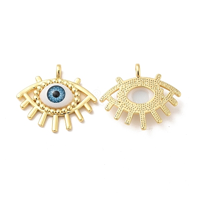 Evil Eye Resin Brass Pendants RESI-E026-03G-M-1