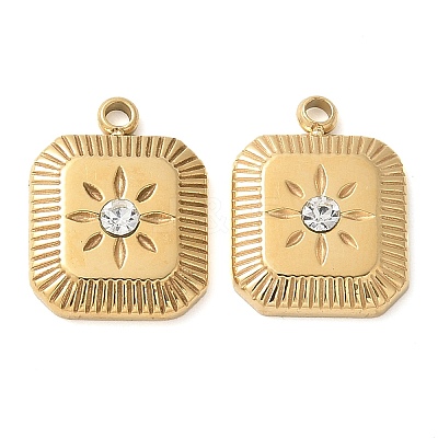 304 Stainless Steel with Rhinestone Charms STAS-Q345-31D-G-1