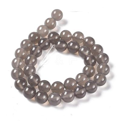 Natural Grey Agate Bead Strands G-R193-12-10mm-1