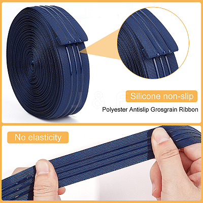 10 Yards Polyester Antislip Grosgrain Ribbon OCOR-BC0007-62B-1