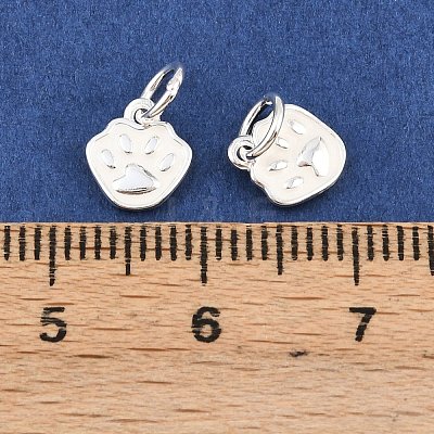 925 Sterling Silver Enamel White Paw Print Charms STER-A049-05S-1