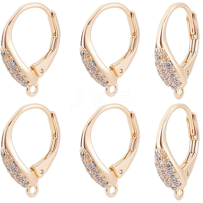 10Pcs Brass Cubic Zirconia Leverback Earring Findings KK-BBC0024-27-1