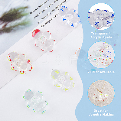 14Pcs 7 Color Transparent Acrylic Beads ACRC-DC0001-01-1