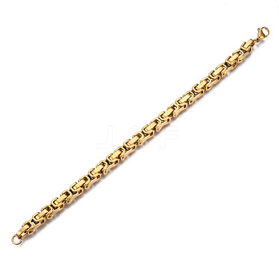 Ion Plating(IP) 201 Stainless Steel Byzantine Chain Bracelets BJEW-S057-89A-01-1