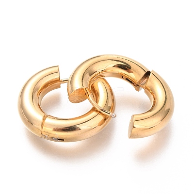202 Stainless Steel Huggie Hoop Earrings X-EJEW-O087-08C-G-1