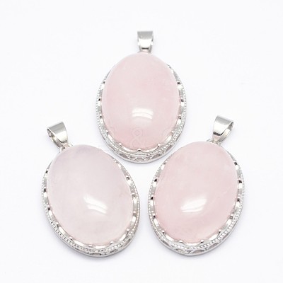 Natural Rose Quartz Pendants X-G-D851-03-1