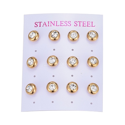 Ion Plating(IP) 304 Stainless Steel Stud Earrings EJEW-L251-A01-G-1