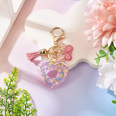 Heart with Butterfly Resin Keychains KEYC-TADJ0001-01A-1
