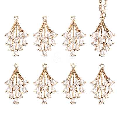 8Pcs Brass Micro Pave Cubic Zirconia Pendants KK-BC0014-68-1