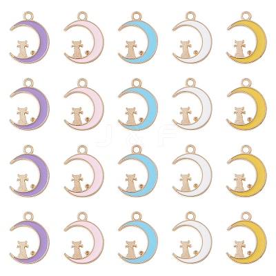 20Pcs 5 Colors Alloy Enamel Pendants ENAM-YW0002-77-1