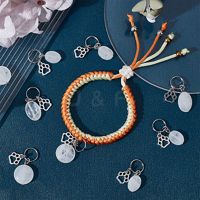 18Pcs Natural Quartz Crystal Keychains HJEW-CA0001-20-1
