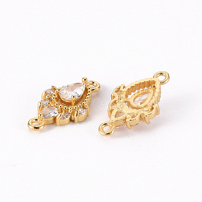Brass Micro Pave Clear Cubic Zirconia Link Connectors X-ZIRC-S068-023-NF-1