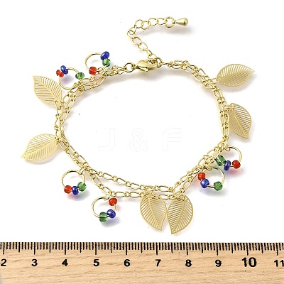 Brass Oval Link Multi-strand Bracelets BJEW-U040-01G-1